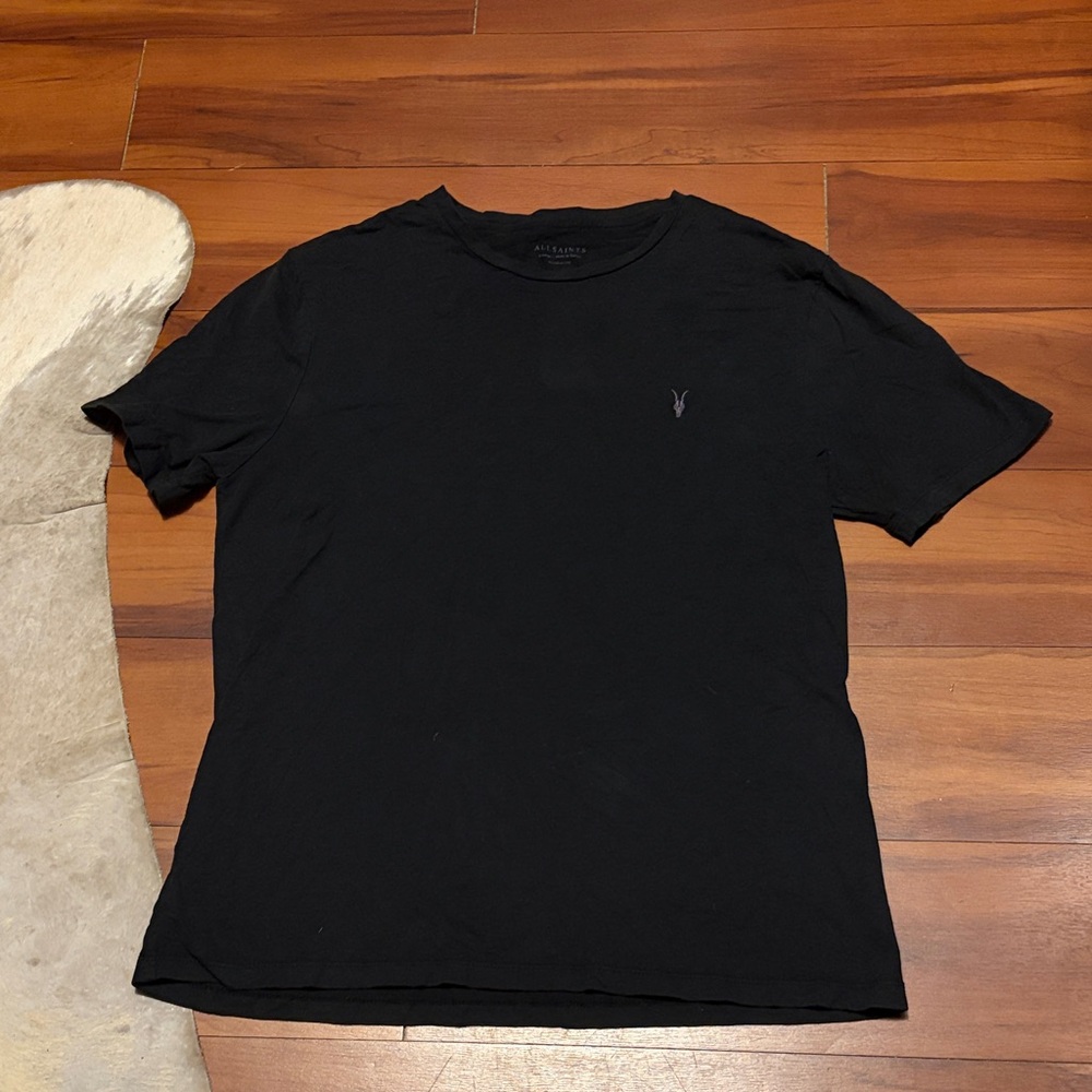All Saints Black Short Sleeve Tee Sz LARGE Regular Fit